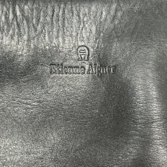 Etienne Algner Black leather shoulder bag Bohemian Hippie Grunge Hobo Basic - Picture 3 of 13